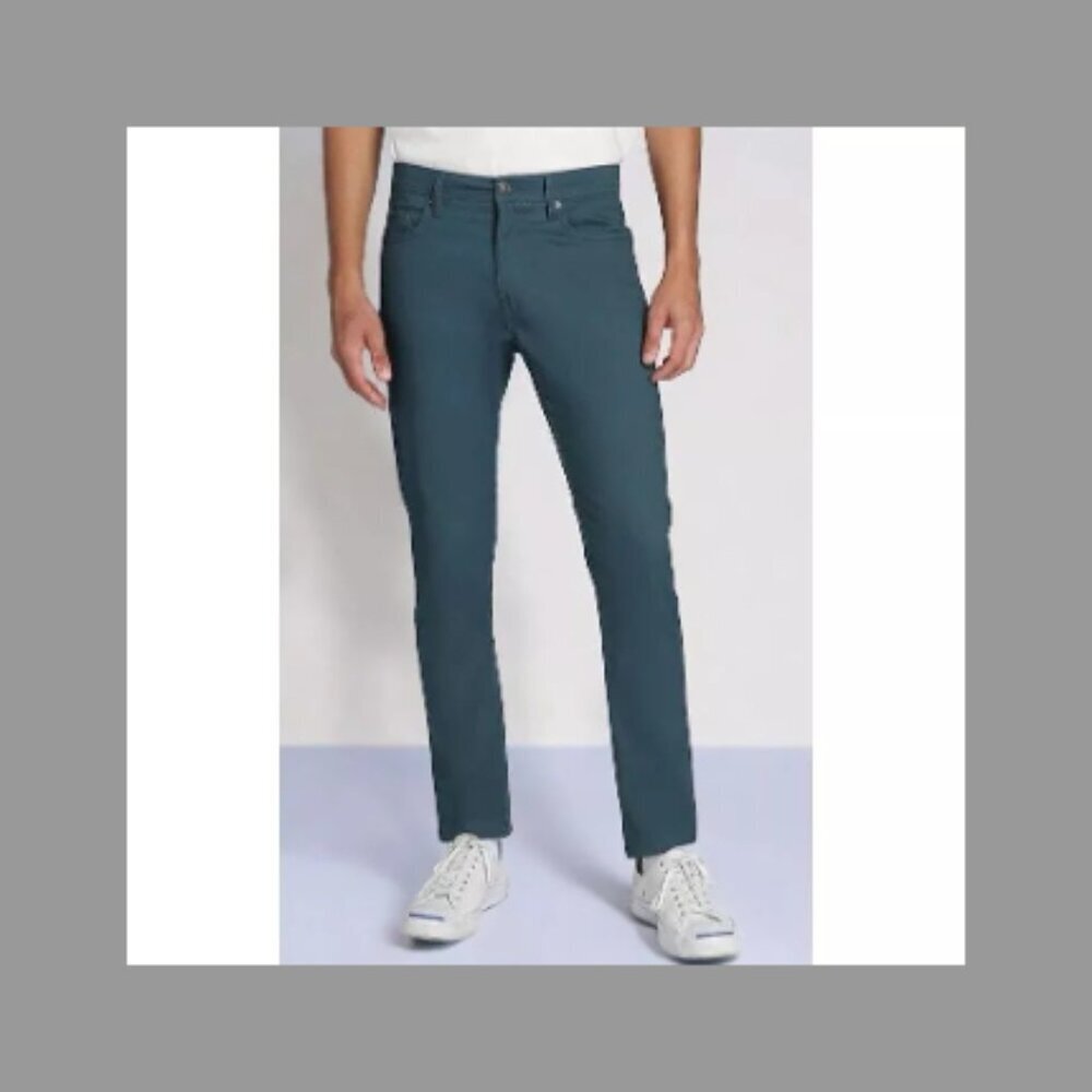 NWT  Jachs New York Mens Slim Fit 5 Pocket Twill Pants in Dark Teal 44 X 32